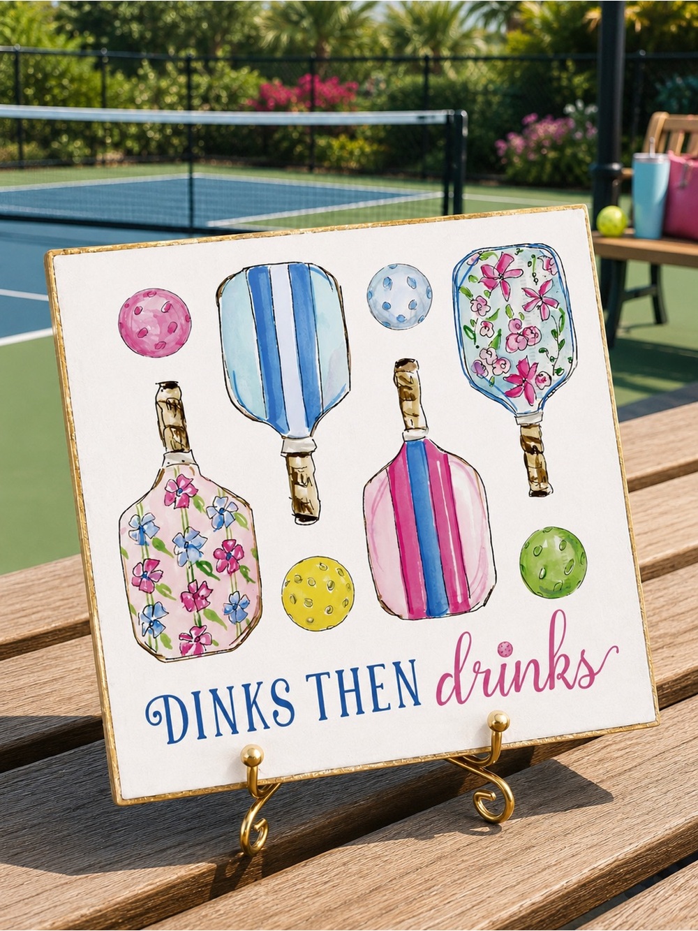 Hand Crafted Pickleball Ceramic Coaster 4”